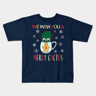 We Wish You A Merry Cactus - Small Cactus With Red Spikes In Christmas Mug Kids T-Shirt